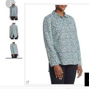 NwT! RUFF HEWN WOMAN'S cotton blouse floral print 💚 💙 green Blue